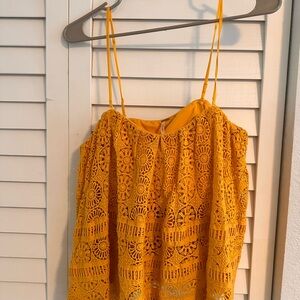 Free People Yellow Lace Tank Top